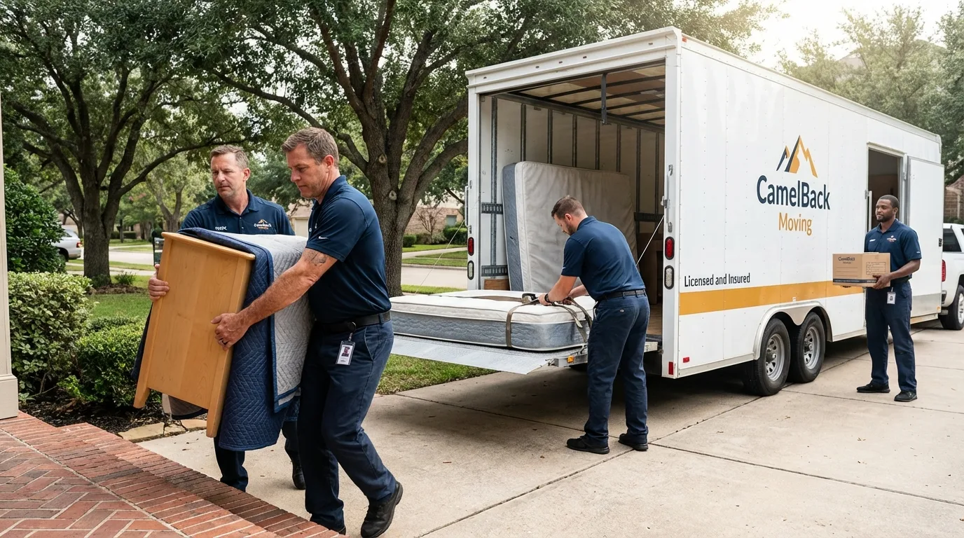 Crew loading residential truck for cross-state move from Puyallup, WA