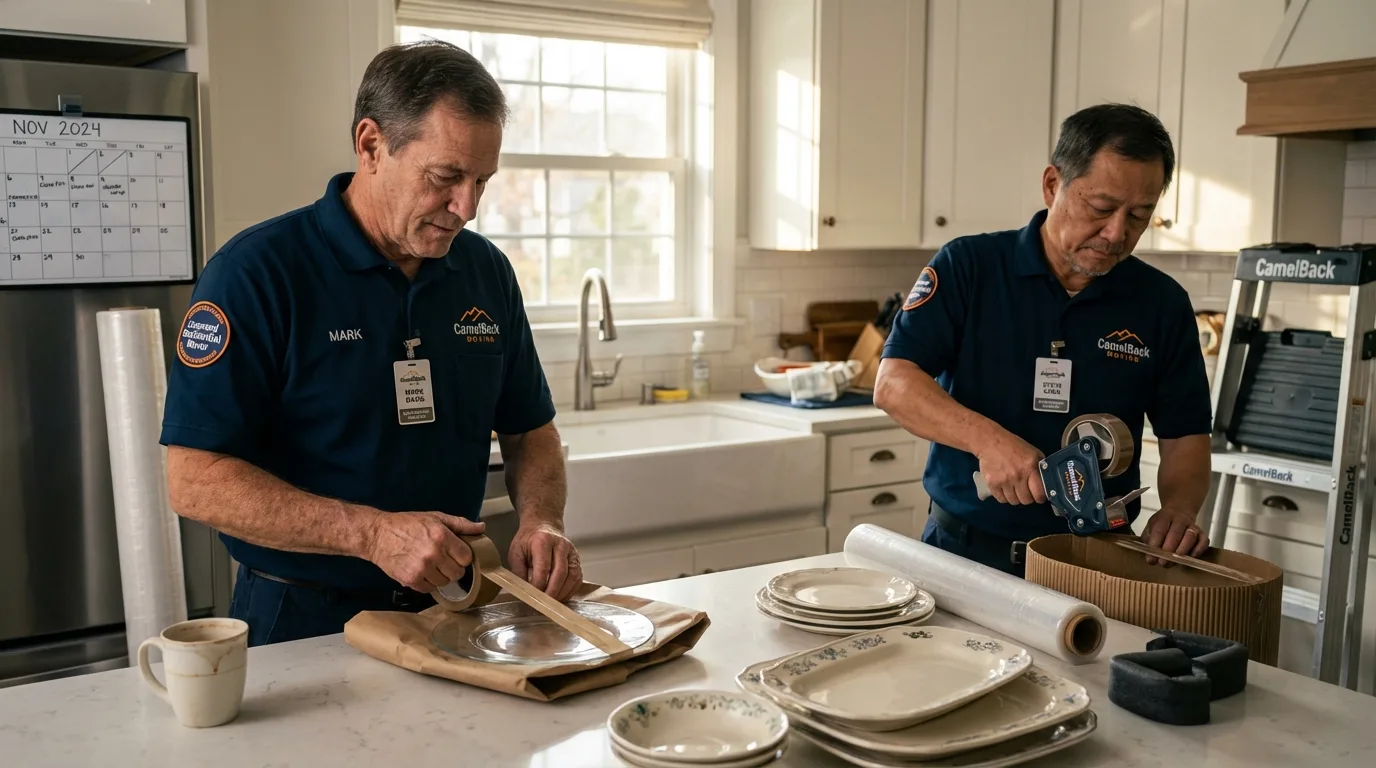 Professional crew packing kitchen dishware in Puyallup, WA